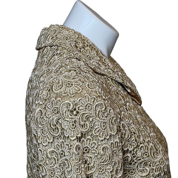 Talbots vintage metallic gold lace overlay evening jacket size 4 - Picture 6 of 16